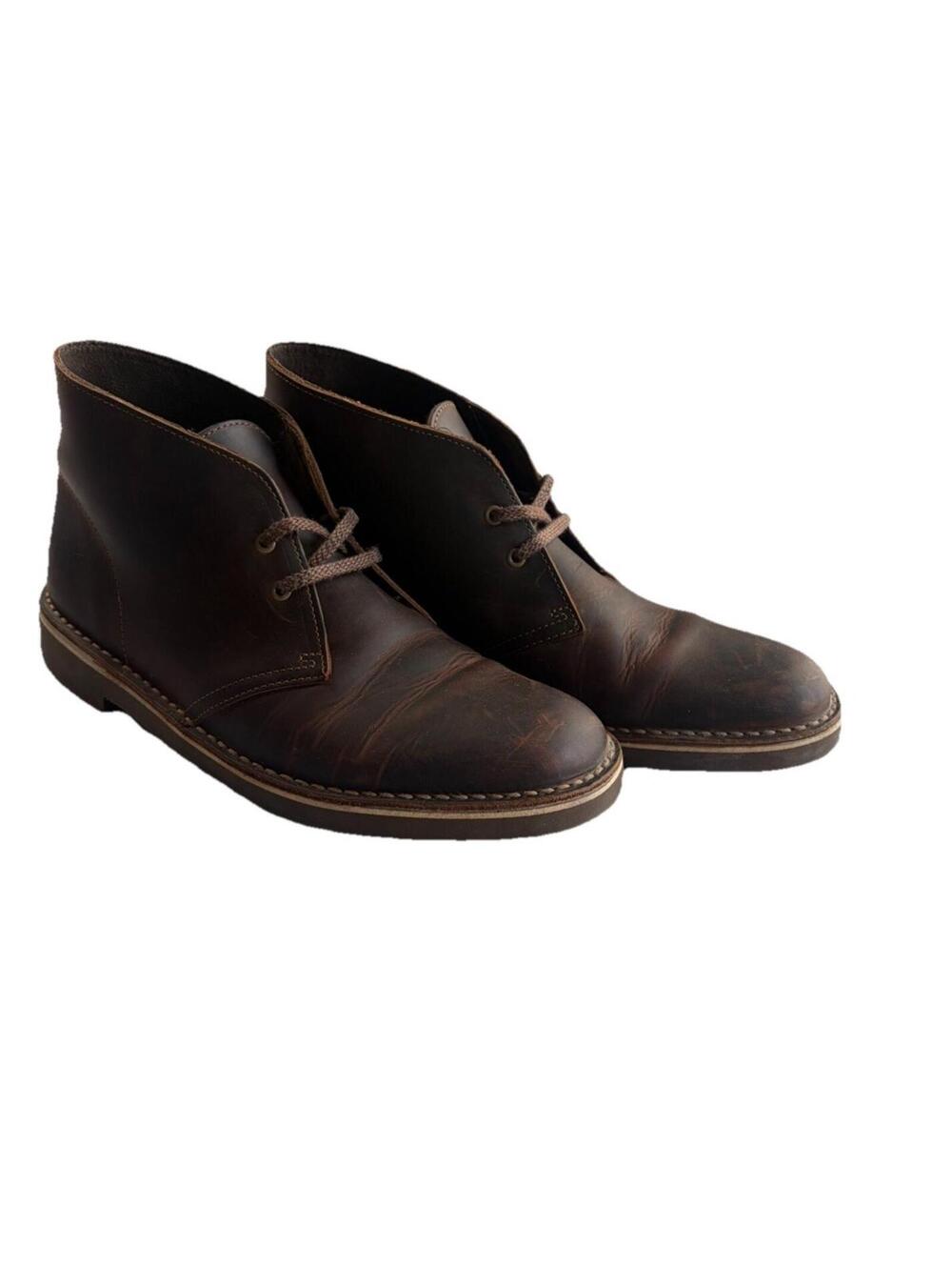 Clarks Mens Bushacre 2 Chukka Boots Brown Leather Lace Up Size 9M